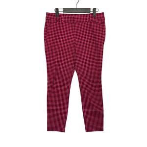 Old Navy Check Plaid Pixie Ankle Pants Womens Sz 6 Burgundy Pink Stretch Slim